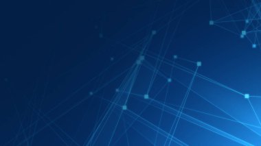 Teknoloji geçmişine sahip soyut mavi çokgen teknoloji ağı. Soyut noktalar ve satır dokusu arka planı. 3d oluşturma.