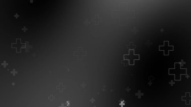 Tıbbi sağlık haçı siyah arkaplanda neon ışığı şekilleri oluşturur. Koronavirüslü soyut sağlık hizmetleri ölüm vakası kavramını etkiledi.