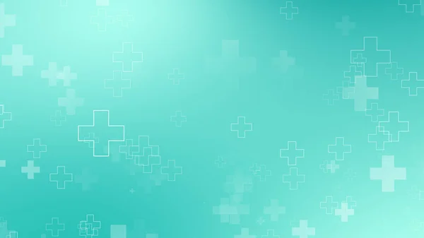 Medical green blue cross pattern background. Abstract healthcare technology and science concept.