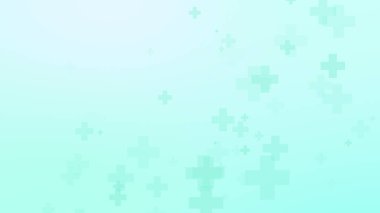 Soyut tıbbi yeşil mavi haç desenli beyaz arka plan. Grafik çizimler sağlık teknolojisi ve bilim konsepti.