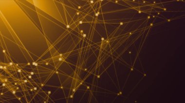 Teknoloji geçmişine sahip soyut turuncu çokgen teknoloji ağı. Soyut noktalar ve satır dokusu arka planı. 3d oluşturma.