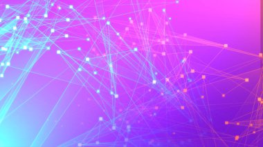 Soyut pembe çokgen teknolojisi ağı, teknoloji geçmişine sahip. Soyut noktalar ve satır dokusu arka planı. 3d oluşturma.