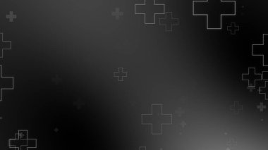 Tıbbi sağlık haçı siyah arkaplanda neon ışığı şekilleri oluşturur. Koronavirüslü soyut sağlık hizmetleri ölüm vakası kavramını etkiledi.