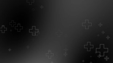 Tıbbi sağlık haçı siyah arkaplanda neon ışığı şekilleri oluşturur. Koronavirüslü soyut sağlık hizmetleri ölüm vakası kavramını etkiledi.