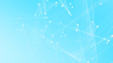 Teknoloji geçmişine sahip soyut mavi beyaz çokgen teknoloji ağı. Soyut noktalar ve satır dokusu arka planı. 3d oluşturma.