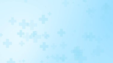 Soyut tıbbi beyaz, mavi haç desenli arka plan. Grafik çizimler sağlık teknolojisi ve bilim konsepti.