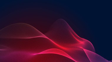 Nokta kırmızı mor dalga çizgisi açık renk gradyan koyu arkaplan. Soyut teknoloji büyük veri dijital arkaplanı. 3d oluşturma.