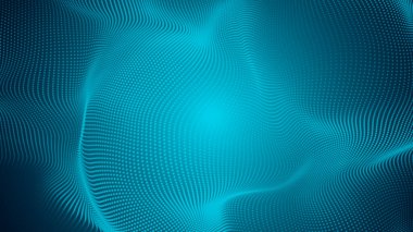 Nokta mavi dalga ekran gradyan doku arkaplanı. Soyut teknoloji büyük veri dijital arkaplanı. 3d oluşturma.