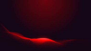 Nokta kırmızı mor dalga çizgisi açık renk gradyan koyu arkaplan. Soyut teknoloji büyük veri dijital arkaplanı. 3d oluşturma.