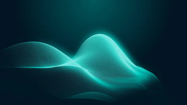 ドットグリーンの波光の画面グラデーションテクスチャの背景 要旨技術ビッグデータデジタル背景 3Dレンダリング — ストック写真