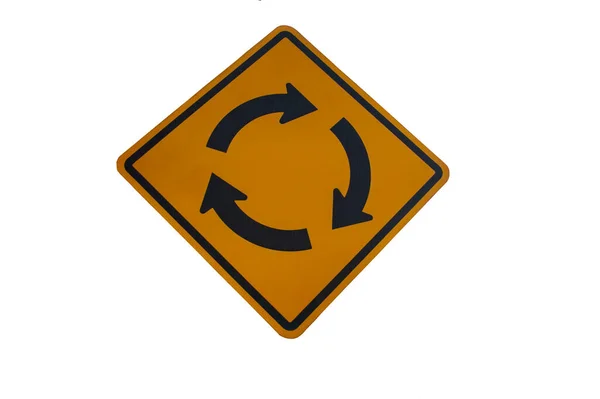 Roundabout Traffic Sign White Background Isolated — Stock Photo, Image