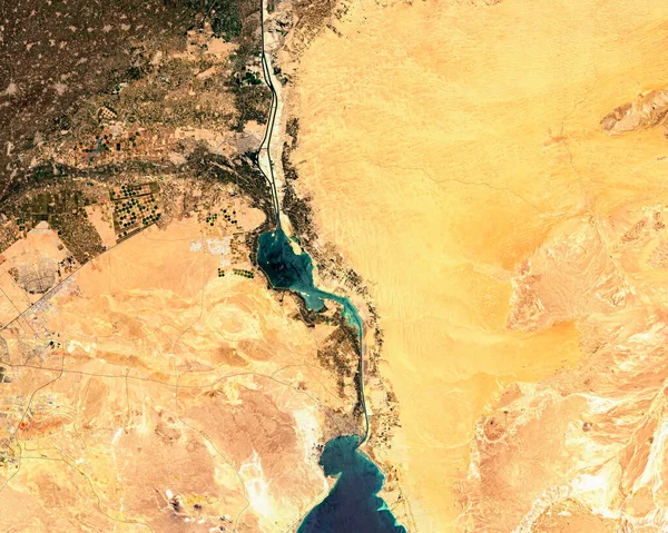 Satellite image of Suez Canal in Egypt — Foto Stock