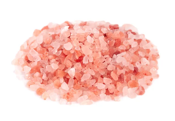 Himálajská Růžová Sůl Izolovaná Bílém Pozadí Himálajská Růžová Sůl Krystalech — Stock fotografie