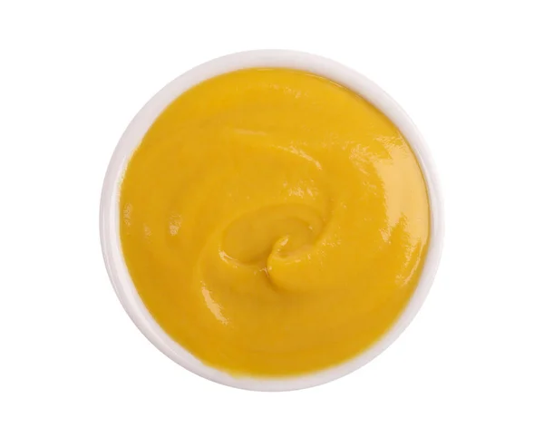 Mustard Sauce Bowl Isolated White Background Honey Mustard Salad Dressing — Stock Photo, Image