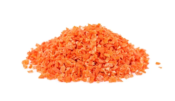 Dry carrot isolated on the white background. Chopped dried carrot. Spices and herbs. — Stock Photo, Image