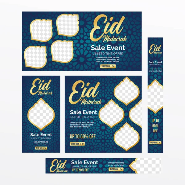 EID MUBARAK için sosyal medya afişleri. Sosyal medya reklamları, başlık veya bayram indirimi, bayram kutlamaları.