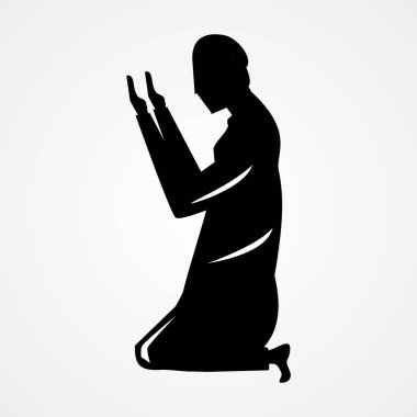 Müslüman Namazı - Vektör İllüstrasyonu.