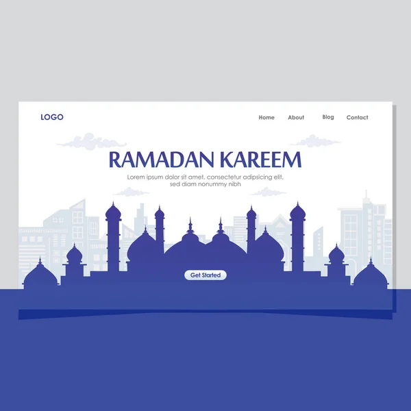 Ramadan Kareem Concetto Saluto Modello Pagina Destinazione Web Banner Presentazione — Vettoriale Stock