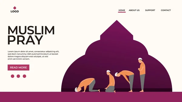 Landing Page Hand Drawn Muslim Praying — ストックベクタ