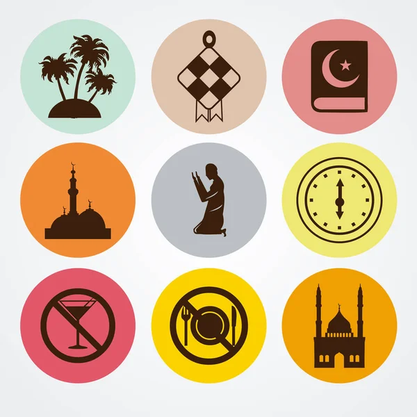 Ramadan Icons Set Set Ramadan Icons Flat Vector Illustration — ストックベクタ