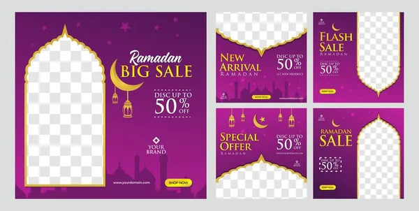 Ramadan Sale Kreative Vektor Social Media Post Template Sammlung Perfekt — Stockvektor