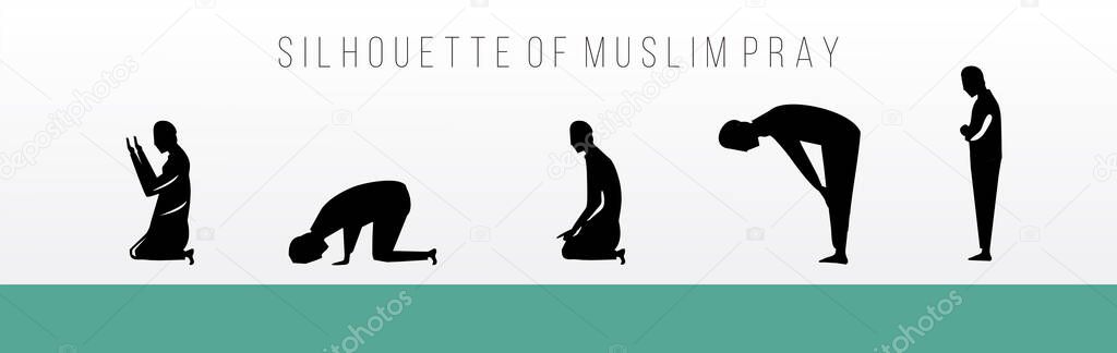 Illustration graphic vector of Muslim Prayer, vector of salat position, moslem man vector, Islamic man praying Muslim Prayer, vector illustration.