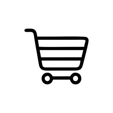 E-ticaret, Kara Cuma ve Perakende Satış Tasarımı için Alışveriş Arabası Simgesi Düz Vektörü