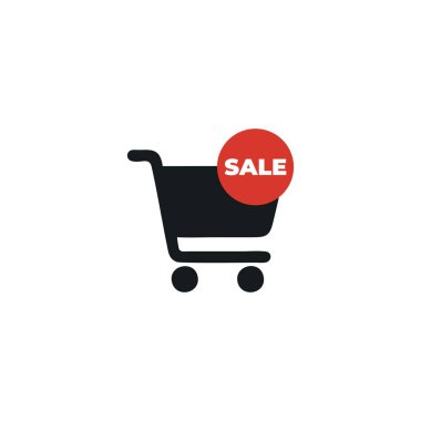 E-ticaret, Kara Cuma ve Perakende Tanıtım için Satış Arabası Sabit Etiket Vektör Simgesi