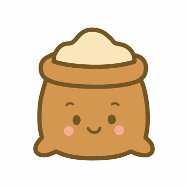 Şirin Pirinç Çuvalı Hasat Çizgi Filmi Vektör İllüstrasyonu