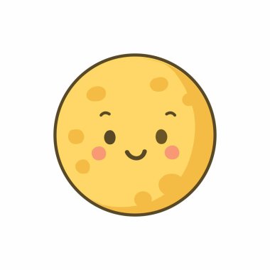 Sevimli Ay Çizgi Filmi Gece, Uzay ve Çocuk Tasarımı Simgesi