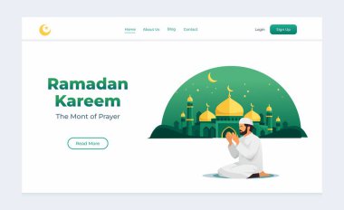 Ramazan Kareem İslami İniş Sayfası Müslüman Adamın Düz Çizimleriyle
