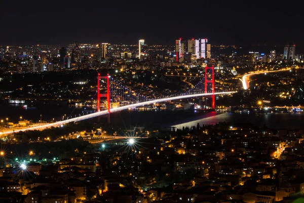 Bosporbron Med Sitt Nya Namn Juli Martyrbron Turkiska Bogazici Koprusu — Stockfoto