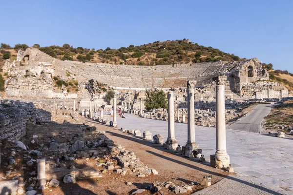 Romok Celsius Könyvtár Ókori Város Ephesus Törökország Egy Gyönyörű Nyári — Stock Fotó