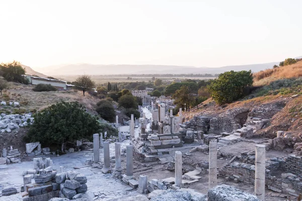 Ruínas Biblioteca Celsius Cidade Antiga Éfeso Turquia Belo Dia Verão — Fotografia de Stock