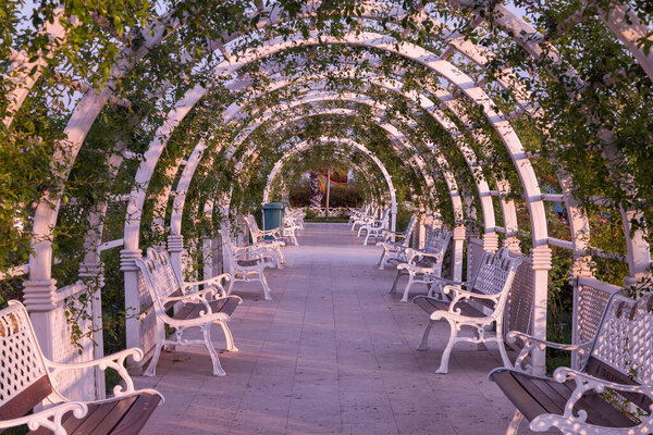 Руины библиотеки Цельсия в древнем городе Эфес, Турция, в прекрасный летний день
