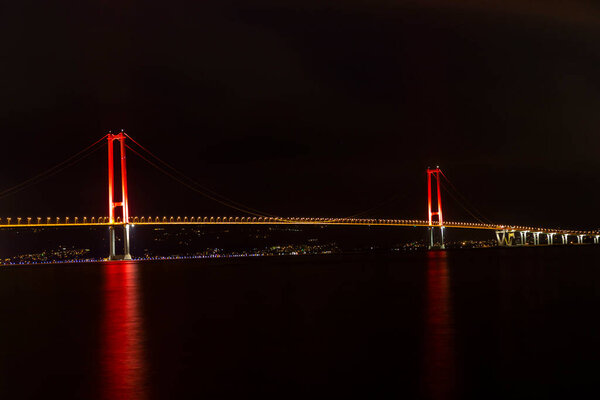 Мост Османгази (Мост Измит-Бей). ИЗМИТ, КОКАЭЛИ, ТУРЦИЯ. Самый длинный мост в Турции и четвертый по длине подвесной мост в мире по длине центрального пролета
.