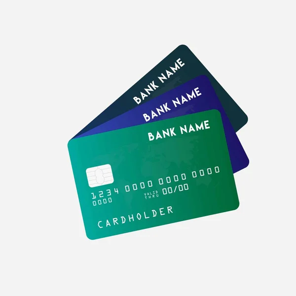 Ilustração Vetorial Cartão Crédito Preto Brilhante Detalhado Isolado Fundo Branco — Vetor de Stock
