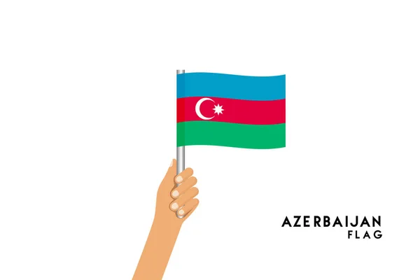 Ilustración Dibujos Animados Vectoriales Manos Humanas Sostiene Bandera Azerbaiyán Objeto — Vector de stock