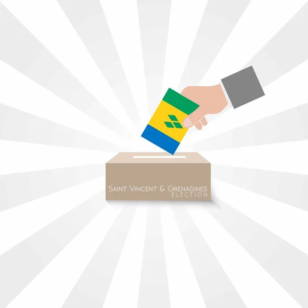 Vincent Grenadinen Wahlen Nationalflagge Und Wahlurne Vektorarbeit Weißen Hintergrund — Stockvektor