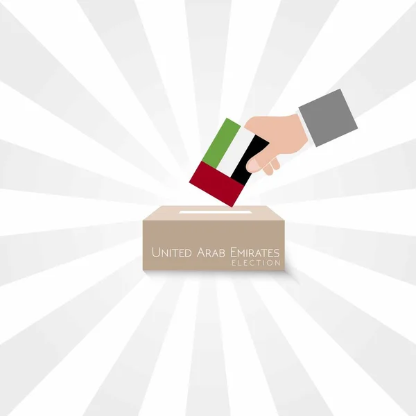 United Arab Emirates elections, national flag and ballot box, white background vector work