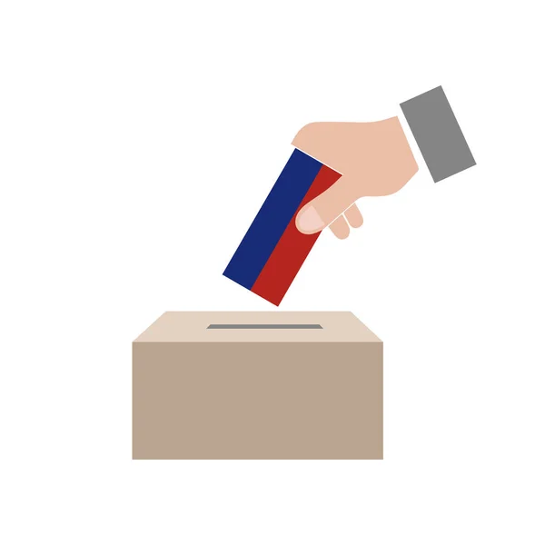 Eleições Federação Russa Bandeira Nacional Urna Trabalho Vetorial Fundo Branco — Vetor de Stock