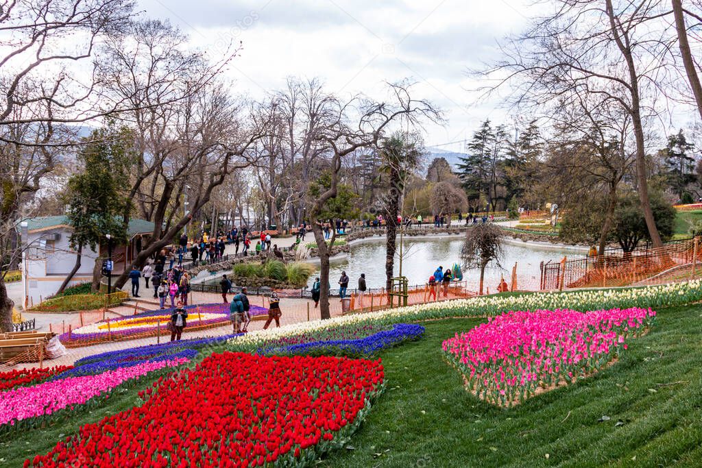 Emirgan Grove with many flower species, 2021-31 March, Istanbul, Turkey