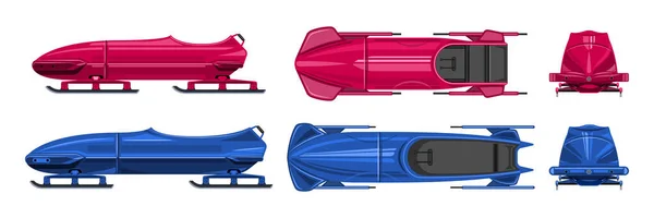 Bobsled izole çizgi film seti simgesi. Beyaz arkaplanda Vektör illüstrasyon kızağı. Çizgi film vektörü simgesi bobsled.