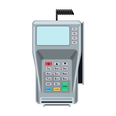 Terminal vektör simgesi. Çizgi film vektör simgesi beyaz arkaplan terminalinde izole edildi.