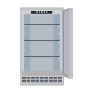 Buzdolabı vektör simgesi. Karikatür vektör simgesi beyaz arkaplanda izole edilmiş..