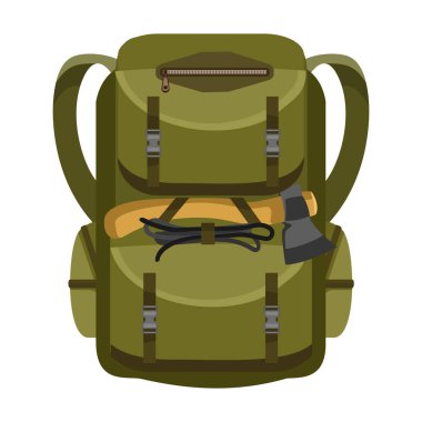 Sırt çantası vektör simgesi. Çizgi film vektör simgesi beyaz arkaplanda izole edildi.