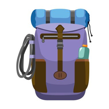 Sırt çantası vektör simgesi. Çizgi film vektör simgesi beyaz arkaplanda izole edildi.