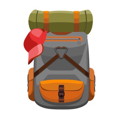 Sırt çantası vektör simgesi. Çizgi film vektör simgesi beyaz arkaplanda izole edildi.