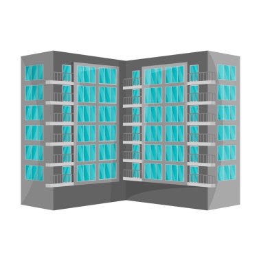 Yüksek binalar vektör simgesi. Çizgi film vektör simgesi beyaz arkaplan yüksek binalarda izole edildi.