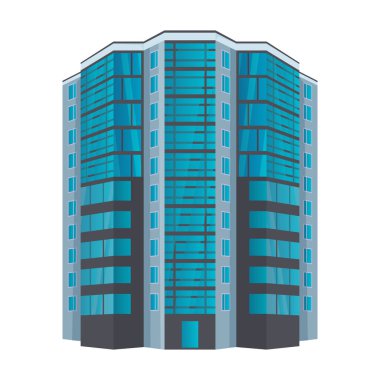 Yüksek binalar vektör simgesi. Çizgi film vektör simgesi beyaz arkaplan yüksek binalarda izole edildi.